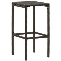 TRUE DEAL Meuble De Bar De Jardin 5 Pcs Et Coussins Résine Tressée Marron -Table haute et bar Soldes 54486210 5