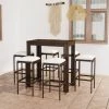 TRUE DEAL Meuble De Bar De Jardin 7 Pcs Et Coussins Résine Tressée Marron -Table haute et bar Soldes 54486213 1