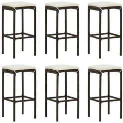 TRUE DEAL Meuble De Bar De Jardin 7 Pcs Et Coussins Résine Tressée Marron -Table haute et bar Soldes 54486213 3