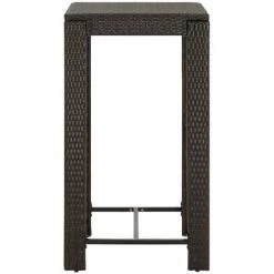 TRUE DEAL Meuble De Bar De Jardin 3 Pcs Et Coussins Résine Tressée Marron -Table haute et bar Soldes 54488080 4