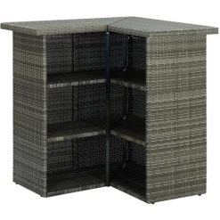 TRUE DEAL Meuble De Bar De Jardin 8 Pcs Avec Coussins Résine Tressée Gris -Table haute et bar Soldes 54488121 3