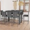 TRUE DEAL Jeu De Bar De Jardin 9pcs Et Coussins Anthracite Résine Tressée -Table haute et bar Soldes 54488286 1