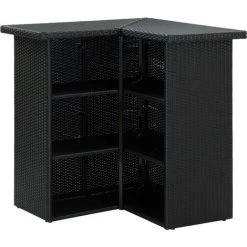 TRUE DEAL Meuble De Bar De Jardin 4 Pcs Avec Coussins Résine Tressée Noir -Table haute et bar Soldes 54488309 3