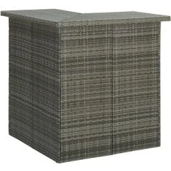 TRUE DEAL Meuble De Bar De Jardin 4 Pcs Avec Coussins Résine Tressée Gris -Table haute et bar Soldes 54488312 2