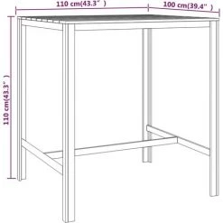 YOUTHUP Table De Bar 110x100x110 Cm Bois De Pin Imprégné - Brun -Table haute et bar Soldes 54515135 5