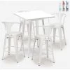 AHD AMAZING HOME DESIGN Ensemble Table 60x60cm Blanc Métal 4 Tabourets Tolix Bar Cuisine Bucket White | Couleur: Blanc -Table haute et bar Soldes 54641070 1