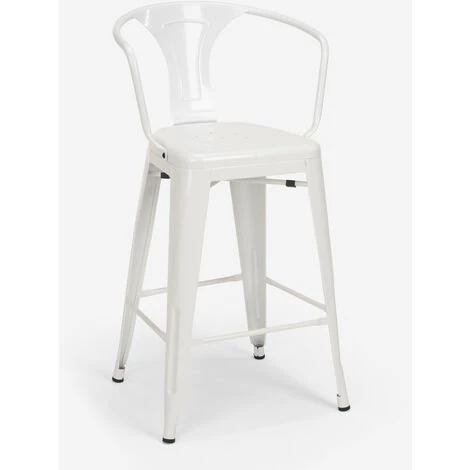 AHD AMAZING HOME DESIGN Ensemble Table 60x60cm Blanc Métal 4 Tabourets Tolix Bar Cuisine Bucket White | Couleur: Blanc 6 AHD AMAZING HOME DESIGN Ensemble Table 60x60cm Blanc Métal 4 Tabourets Tolix Bar Cuisine Bucket White | Couleur: Blanc – Image 4
