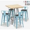 AHD AMAZING HOME DESIGN Ensemble 4 Tabourets Style Tolix Table Haute Bois Métal 60x60cm Industriel Mason Steel Top | Couleur: Turquoise 1 AHD AMAZING HOME DESIGN Ensemble 4 Tabourets Style Tolix Table Haute Bois Métal 60x60cm Industriel Mason Steel Top | Couleur: Turquoise -Table haute et bar Soldes 54641107 1