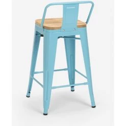 AHD AMAZING HOME DESIGN Ensemble 4 Tabourets Style Tolix Table 60x60cm Industriel Mason Noix Steel Top Light | Couleur: Turquoise 11 AHD AMAZING HOME DESIGN Ensemble 4 Tabourets Style Tolix Table 60x60cm Industriel Mason Noix Steel Top Light | Couleur: Turquoise -Table haute et bar Soldes 54641113 5