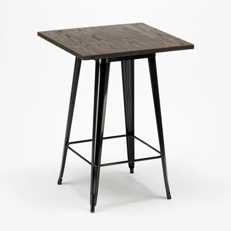 AHD AMAZING HOME DESIGN Ensemble 4 Tabourets Tolix Table Haute 60x60cm Métal Industriel Bruck Wood Black | Couleur: Marron 6 AHD AMAZING HOME DESIGN Ensemble 4 Tabourets Tolix Table Haute 60x60cm Métal Industriel Bruck Wood Black | Couleur: Marron – Image 4