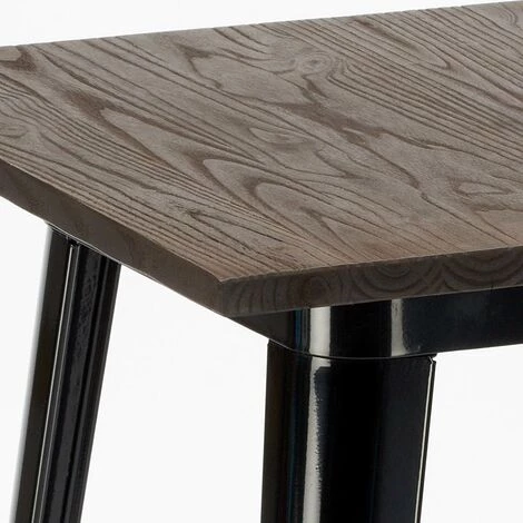 AHD AMAZING HOME DESIGN Ensemble 4 Tabourets Tolix Table Haute 60x60cm Métal Industriel Bruck Wood Black | Couleur: Marron 7 AHD AMAZING HOME DESIGN Ensemble 4 Tabourets Tolix Table Haute 60x60cm Métal Industriel Bruck Wood Black | Couleur: Marron – Image 5