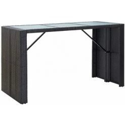 Topdeal Meuble De Bar De Jardin 7 Pcs Et Coussins Résine Tressée Noir FF49560_FR -Table haute et bar Soldes 54643209 2