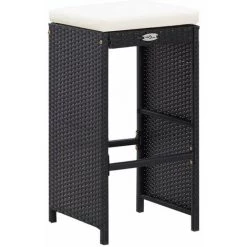 Topdeal Meuble De Bar De Jardin 7 Pcs Et Coussins Résine Tressée Noir FF49560_FR -Table haute et bar Soldes 54643209 5