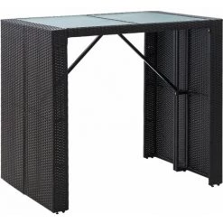 Topdeal Mobilier De Bar D'extérieur 5 Pcs Résine Tressée Et Verre Noir FF49568_FR -Table haute et bar Soldes 54643467 4
