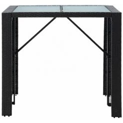 Topdeal Mobilier De Bar D'extérieur 5 Pcs Résine Tressée Et Verre Noir FF49568_FR -Table haute et bar Soldes 54643467 5