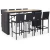 Topdeal Mobilier De Bar 9 Pcs Résine Tressée Et Bois D'acacia Noir FF49566_FR -Table haute et bar Soldes 54643988 1