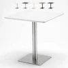 AHD AMAZING HOME DESIGN Table Carrée 70x70 Pour Bars Restaurants Hôtels Base Centrale Horeca | Couleur: Blanc - Argent -Table haute et bar Soldes 54686337 1