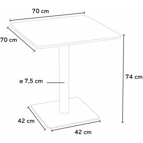 AHD AMAZING HOME DESIGN Table Carrée 70x70 Pour Bars Restaurants Hôtels Base Centrale Horeca | Couleur: Blanc - Argent 7 AHD AMAZING HOME DESIGN Table Carrée 70x70 Pour Bars Restaurants Hôtels Base Centrale Horeca | Couleur: Blanc - Argent – Image 5
