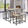 WYCTIN Hofuton Set De 1 Table + 4 Tabourets Ensemble Table De Bar Bistrot + 4 Tabourets Avec Repose-Pieds Table Mange-Debout Table Haute Cuisine -Table haute et bar Soldes 54809169 1