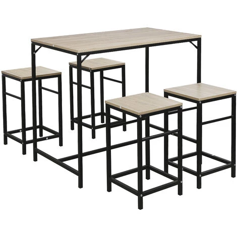 WYCTIN Hofuton Set De 1 Table + 4 Tabourets Ensemble Table De Bar Bistrot + 4 Tabourets Avec Repose-Pieds Table Mange-Debout Table Haute Cuisine 4 WYCTIN Hofuton Set De 1 Table + 4 Tabourets Ensemble Table De Bar Bistrot + 4 Tabourets Avec Repose-Pieds Table Mange-Debout Table Haute Cuisine – Image 2