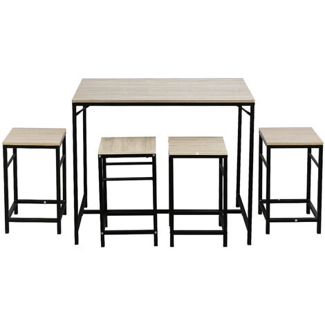 WYCTIN Hofuton Set De 1 Table + 4 Tabourets Ensemble Table De Bar Bistrot + 4 Tabourets Avec Repose-Pieds Table Mange-Debout Table Haute Cuisine 5 WYCTIN Hofuton Set De 1 Table + 4 Tabourets Ensemble Table De Bar Bistrot + 4 Tabourets Avec Repose-Pieds Table Mange-Debout Table Haute Cuisine – Image 3