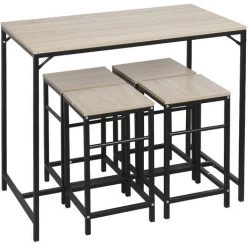WYCTIN Hofuton Set De 1 Table + 4 Tabourets Ensemble Table De Bar Bistrot + 4 Tabourets Avec Repose-Pieds Table Mange-Debout Table Haute Cuisine 11 WYCTIN Hofuton Set De 1 Table + 4 Tabourets Ensemble Table De Bar Bistrot + 4 Tabourets Avec Repose-Pieds Table Mange-Debout Table Haute Cuisine -Table haute et bar Soldes 54809169 5