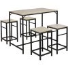 OOBEST Table Haute De Bar Et 4 Tabourets Design Industriel -Table haute et bar Soldes 54848161 1
