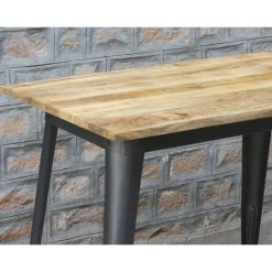 MEUBLE HOUSE Mange-debout 120x70cm En Bois Exotique Et Métal "Dowtoun" - Marron -Table haute et bar Soldes 54941370 3
