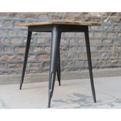 MEUBLE HOUSE Mange-debout 120x70cm En Bois Exotique Et Métal "Dowtoun" - Marron -Table haute et bar Soldes 54941370 5