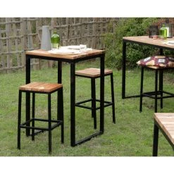 MEUBLE HOUSE Mange-debout Carré En Bois Exotique 70x70 Cm "Garden" - Marron