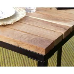 MEUBLE HOUSE Table De Bar Design En Métal Et Bois Exotique "Garden" - Marron -Table haute et bar Soldes 54941439 5