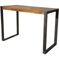 MEUBLE HOUSE Table De Bar Style Factory Bois Et Métal 120x70cm "New York" - Marron