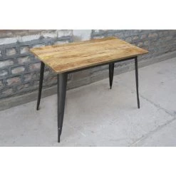 MEUBLE HOUSE Mange-debout En Métal Et Bois Massif 150x80 Cm "Dowtoun" - Marron -Table haute et bar Soldes 54941504 3