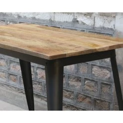 MEUBLE HOUSE Mange-debout En Métal Et Bois Massif 150x80 Cm "Dowtoun" - Marron -Table haute et bar Soldes 54941504 4