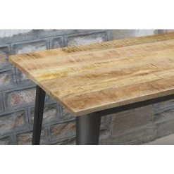 MEUBLE HOUSE Mange-debout En Métal Et Bois Massif 150x80 Cm "Dowtoun" - Marron -Table haute et bar Soldes 54941504 5