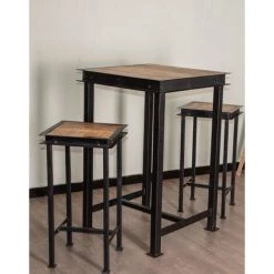 MEUBLE HOUSE Table Haute Carrée Métal Et Bois 70x70cm "IPN" - Noir 9 MEUBLE HOUSE Table Haute Carrée Métal Et Bois 70x70cm "IPN" - Noir -Table haute et bar Soldes 54941536 3