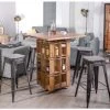 MEUBLE HOUSE Bar Snack En Bois Exotique Recyclé Sur Roues "Népalaise" - Marron -Table haute et bar Soldes 54941572 1