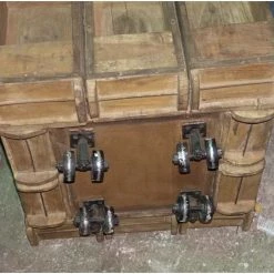 MEUBLE HOUSE Bar Snack En Bois Exotique Recyclé Sur Roues "Népalaise" - Marron -Table haute et bar Soldes 54941572 5