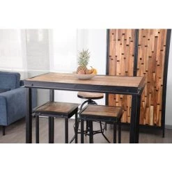 MEUBLE HOUSE Table Haute Métal Et Bois 120x70cm "IPN" - Noir -Table haute et bar Soldes 54941650 3
