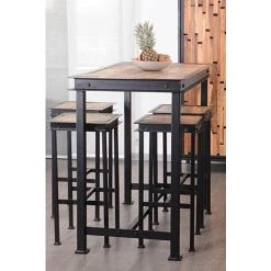 MEUBLE HOUSE Table Haute Métal Et Bois 120x70cm "IPN" - Noir -Table haute et bar Soldes 54941650 4