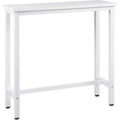 HELLOSHOP26 Table De Bar Table De Bistrot Structure En Métal Plateau En Aggloméré Table Haute Table à Manger 100 Cm Blanc - Blanc