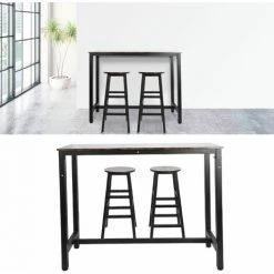 YB équipement De Bar 1 Table De Bar Et 2 Tabourets De Bar Pour Les Fournitures De D?ner De Bar De Banquet -Table haute et bar Soldes 55204817 5