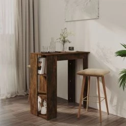 YOUTHUP Table De Bar Avec étagère Chêne Fumé 102x50x103,5 Cm Aggloméré - Brun