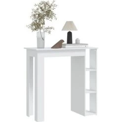 YOUTHUP Table De Bar Avec étagère Blanc 102x50x103,5 Cm Aggloméré - Blanc -Table haute et bar Soldes 55264340 3