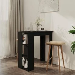 YOUTHUP Table De Bar Avec étagère Noir 102x50x103,5 Cm Aggloméré - Noir