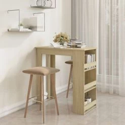 YOUTHUP Table De Bar Avec Rangement Chêne Sonoma 102x50x103,5 Cm - Beige