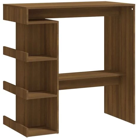 YOUTHUP Table De Bar étagère De Rangement Chêne Marron 100x50x101,5 Cm - Brun 4 YOUTHUP Table De Bar étagère De Rangement Chêne Marron 100x50x101,5 Cm - Brun – Image 2