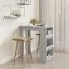 YOUTHUP Table De Bar à étagère De Rangement Gris Béton 102x50x103,5 Cm - Gris -Table haute et bar Soldes 55266968 1