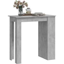 YOUTHUP Table De Bar à étagère De Rangement Gris Béton 102x50x103,5 Cm - Gris -Table haute et bar Soldes 55266968 4