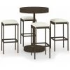 Topdeal Meuble De Bar De Jardin 5 Pcs Et Coussins Résine Tressée Marron FF3064761_FR -Table haute et bar Soldes 55276453 1